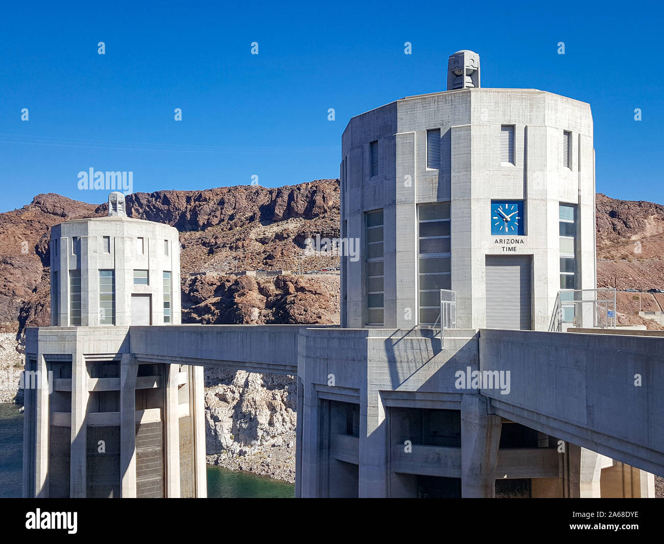 Hoover Dam reservoir. Hoover Dam in United States. Hydroelectric power