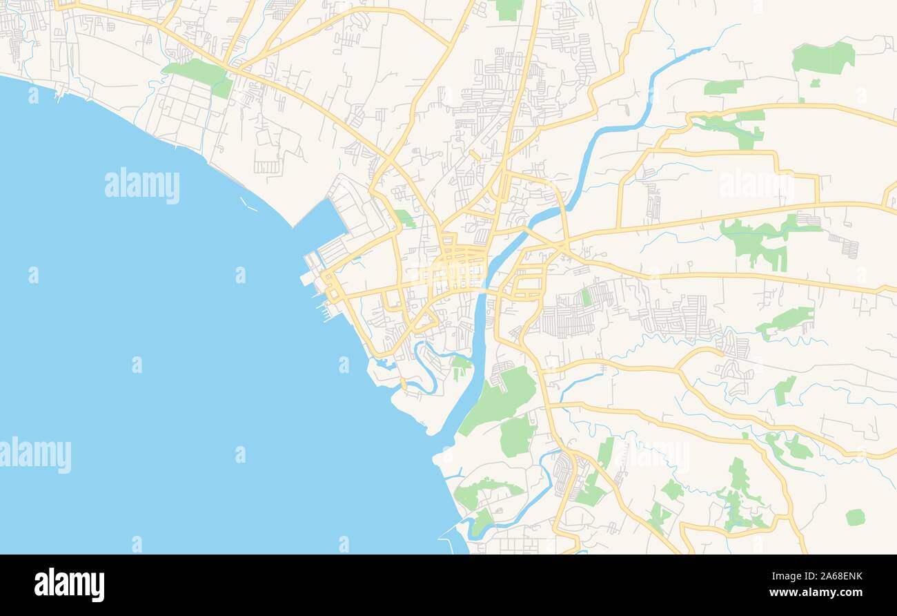 Printable street map of Batangas City, Province Batangas, Philippines. Map template for business
