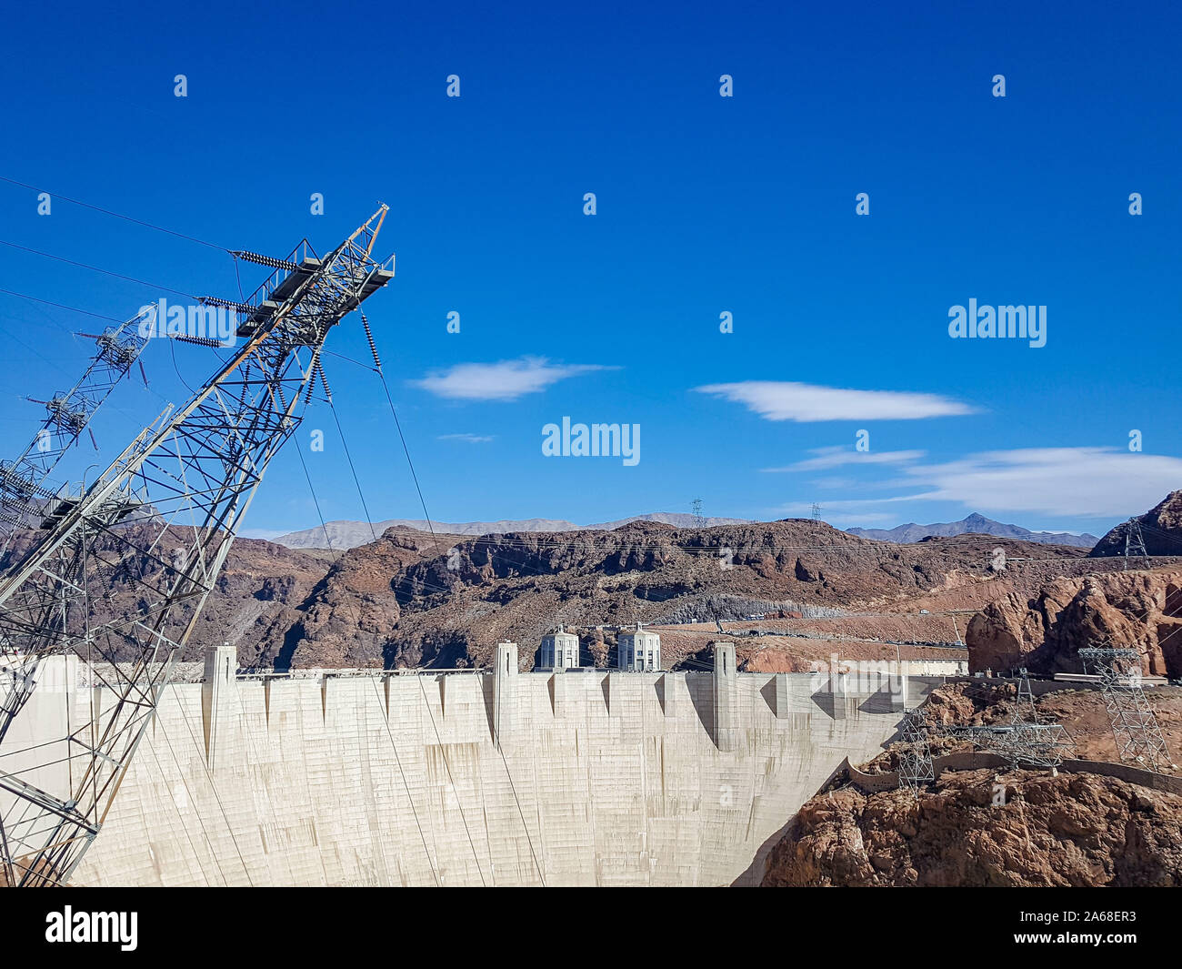 Hoover Dam reservoir. Hoover Dam in United States. Hydroelectric power