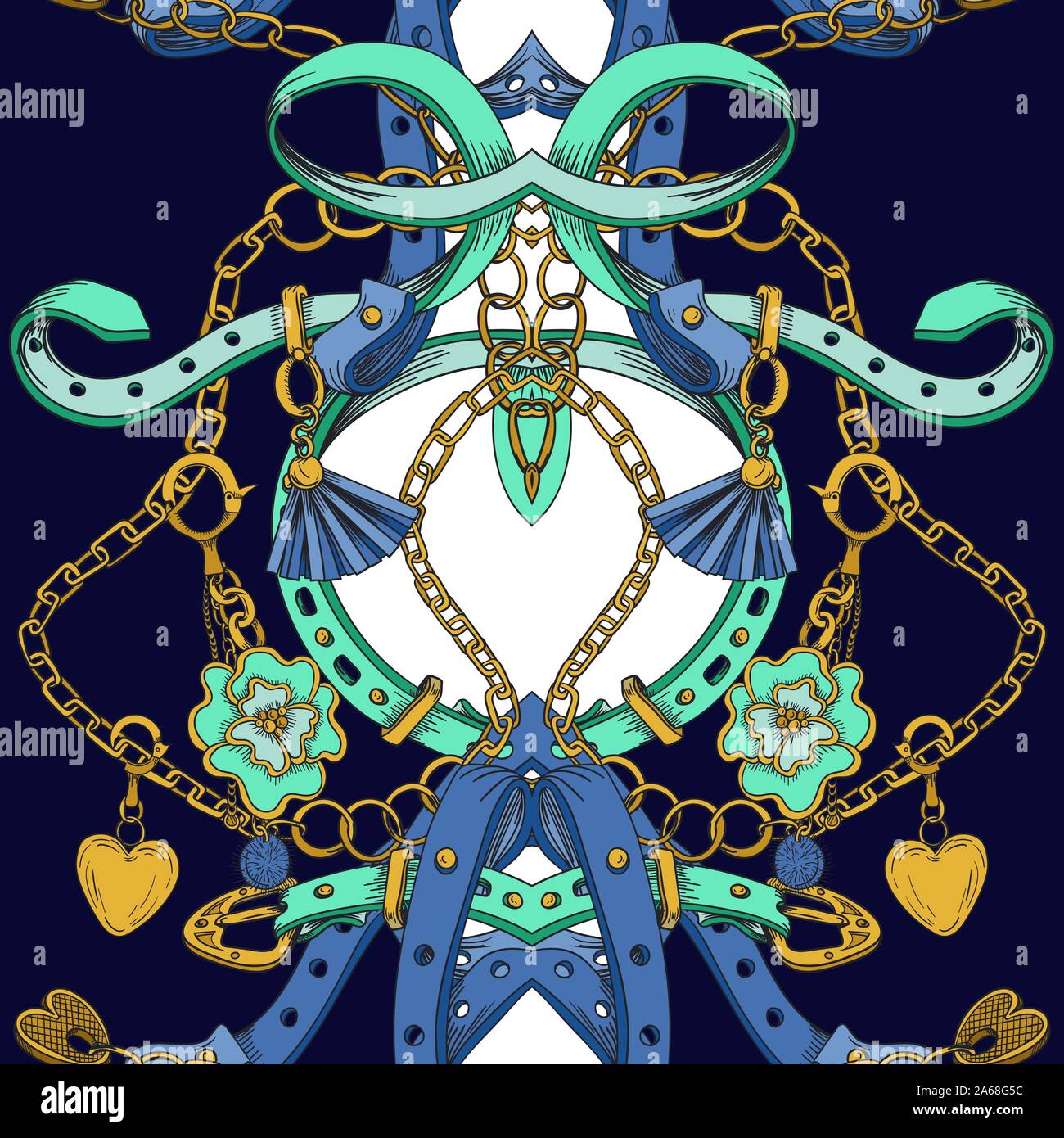 Seamless pattern with belt and chain. Vector. Stock Vector