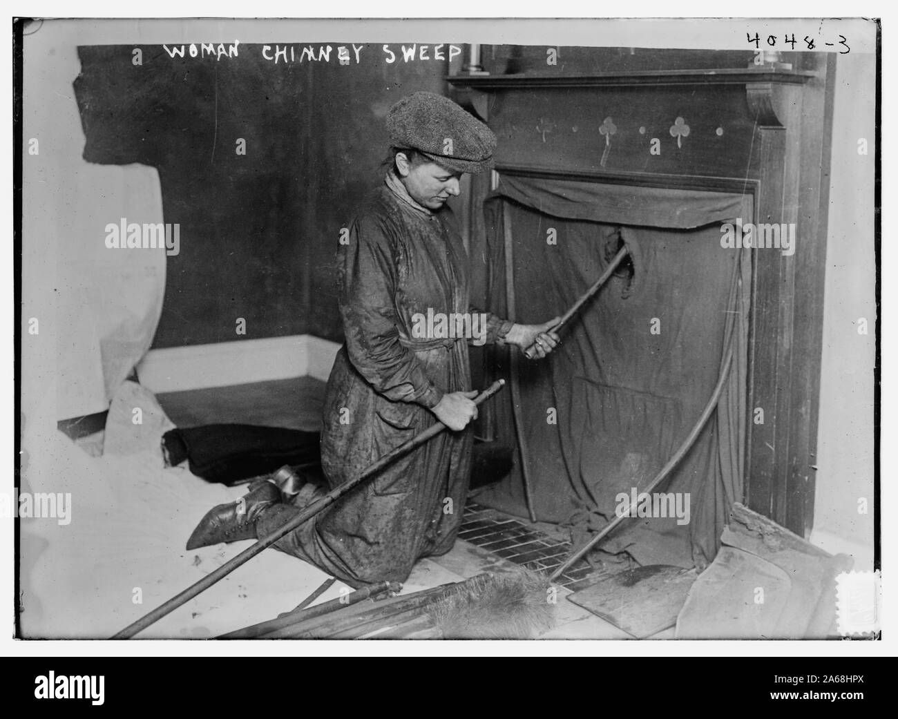 Woman chimney sweep Stock Photo Alamy