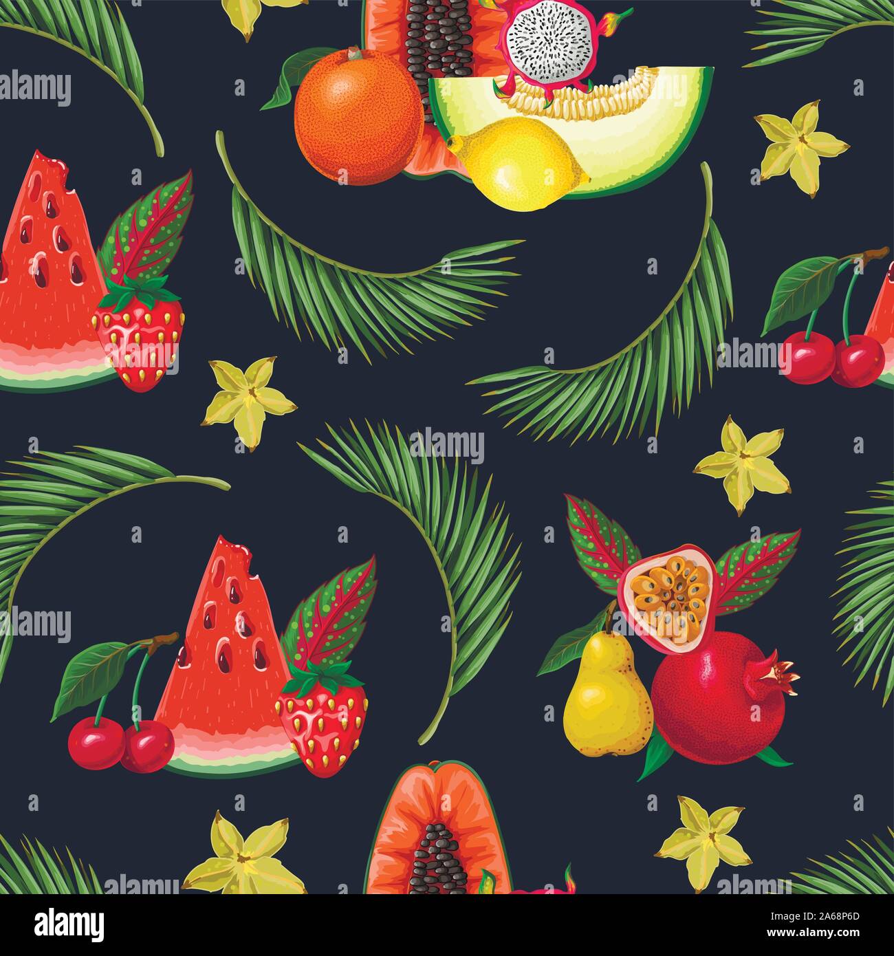 Seamless pattern with exotic fruits. Trendy print Stock Vector Image ...
