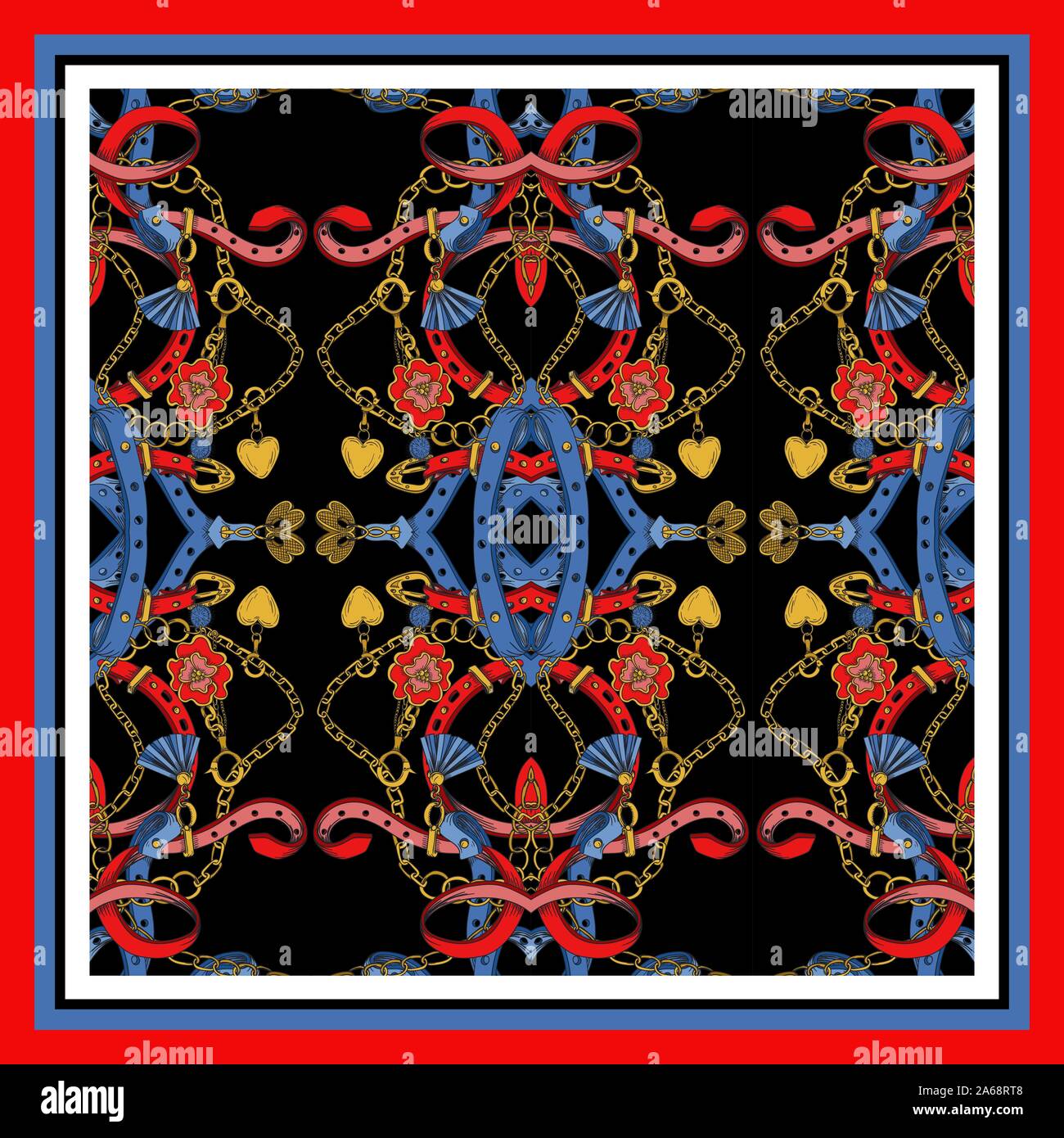 Seamless pattern with belt and chain. Vector. Stock Vector