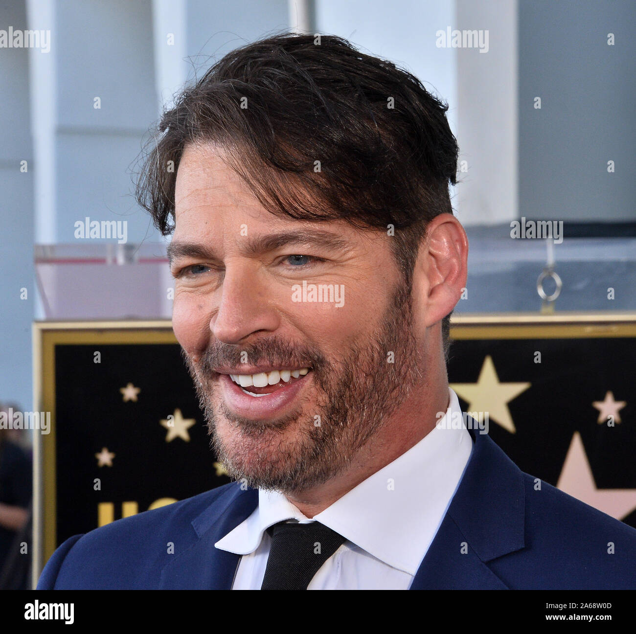 Los Angeles, United States. 24th Oct, 2019. Grammy and Emmy-award winning American singer, composer, actor, and television host Harry Connick Jr. speaks with reporters following an unveiling ceremony honoring him with the 2,678th star on the Hollywood Walk of Fame in Los Angeles on Thursday, October 24th, 2019. Connick's star is next to Cole Porter, one of his favorite songwriters. Photo by Jim Ruymen/UPI Credit: UPI/Alamy Live News Stock Photo