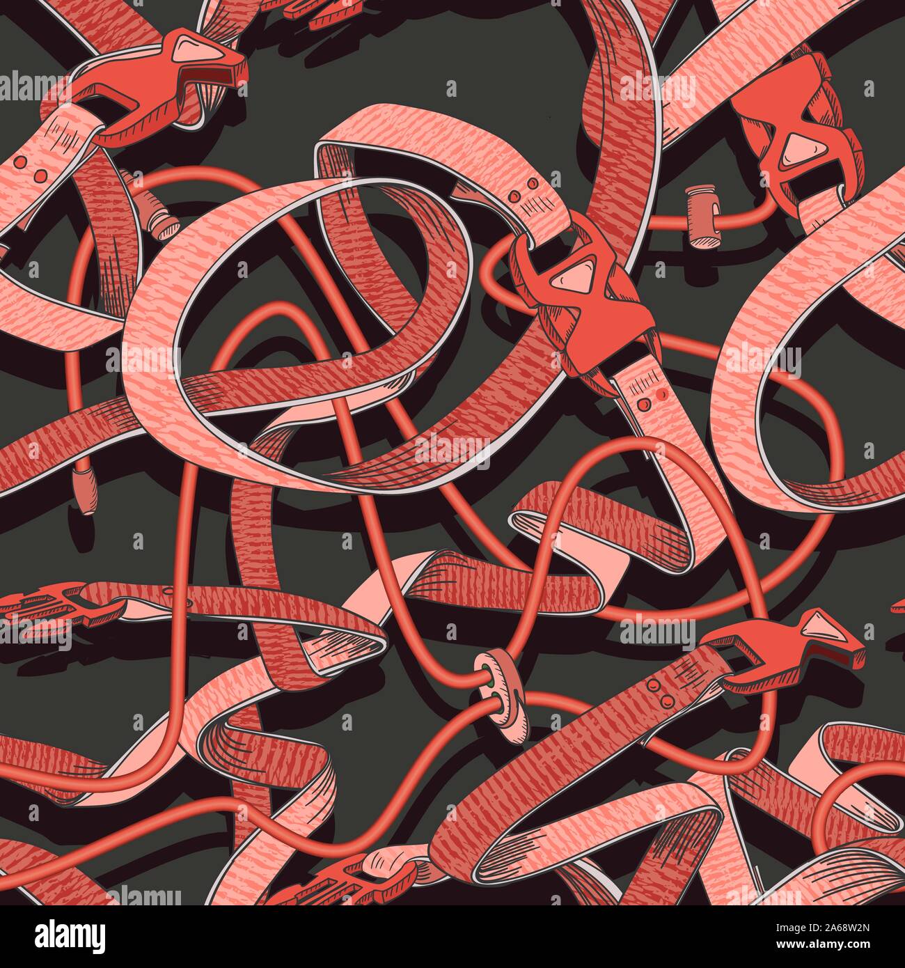 Belt seamless pattern with plastic clasp. Trendy sport textile design. Stock Vector