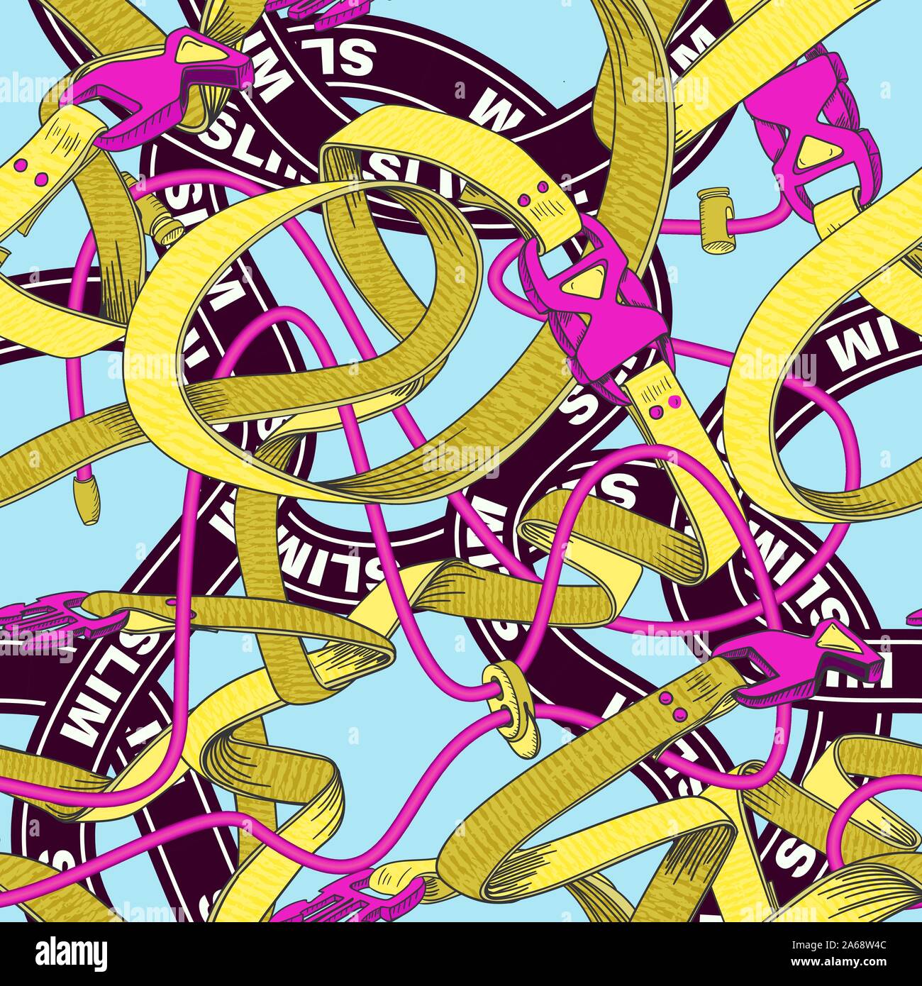 Belt seamless pattern with plastic clasp. Trendy sport textile design. Stock Vector