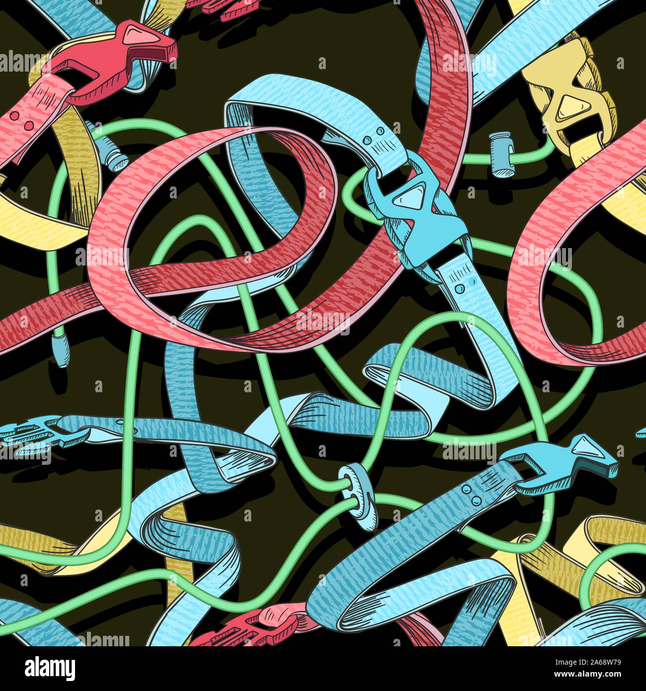 Belt seamless pattern with plastic clasp. Trendy sport textile design. Stock Vector