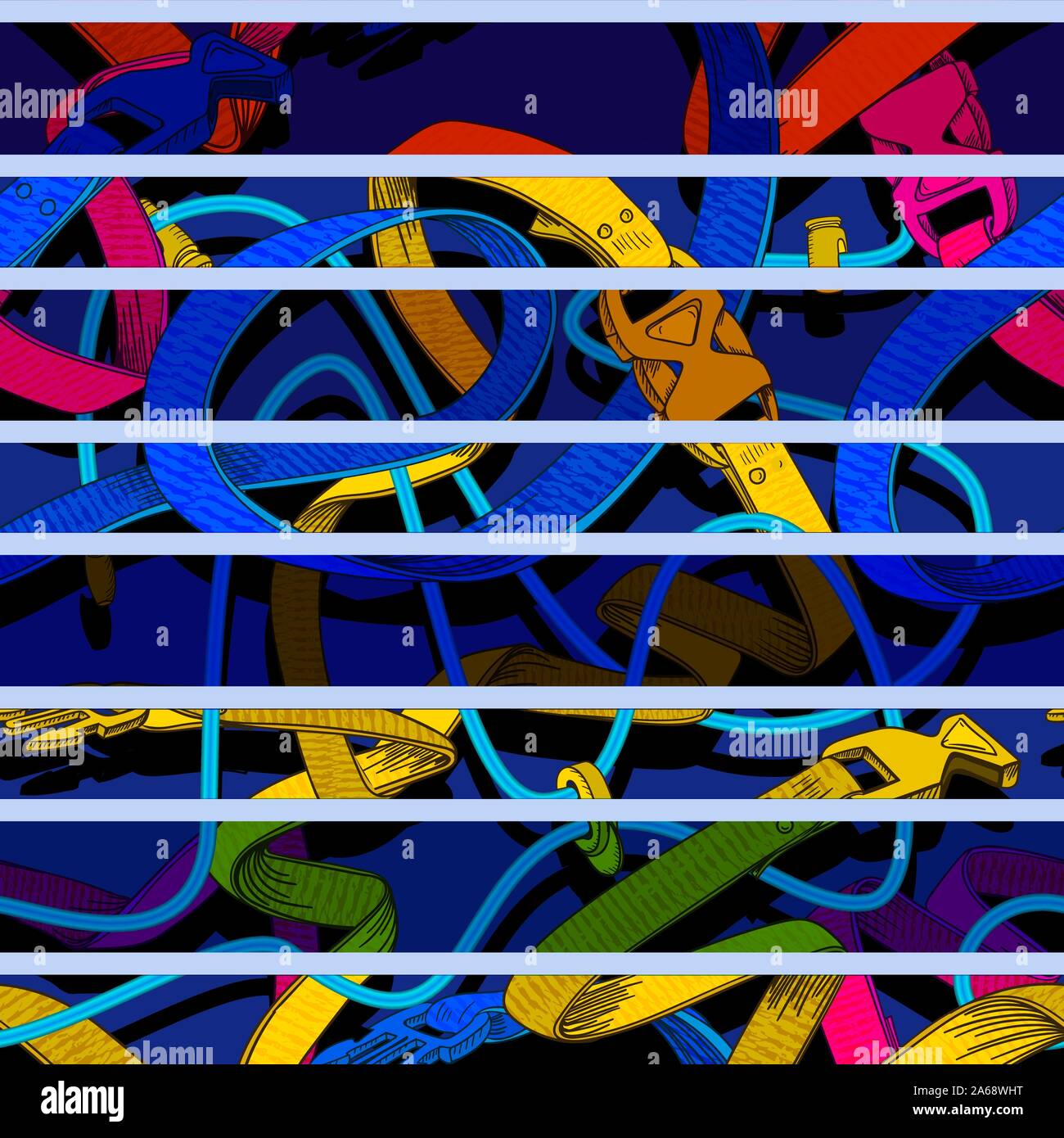 Belt seamless pattern with plastic clasp. Trendy sport textile design. Stock Vector