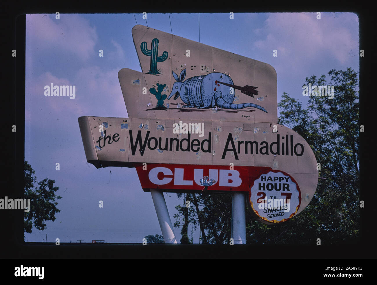 Wounded Armadillo Club sign, Richmond, Texas Stock Photo Alamy