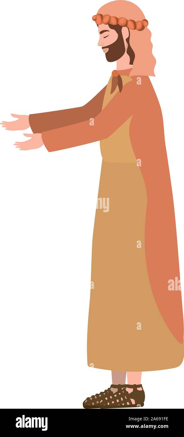 saint joseph manger character icon Stock Vector