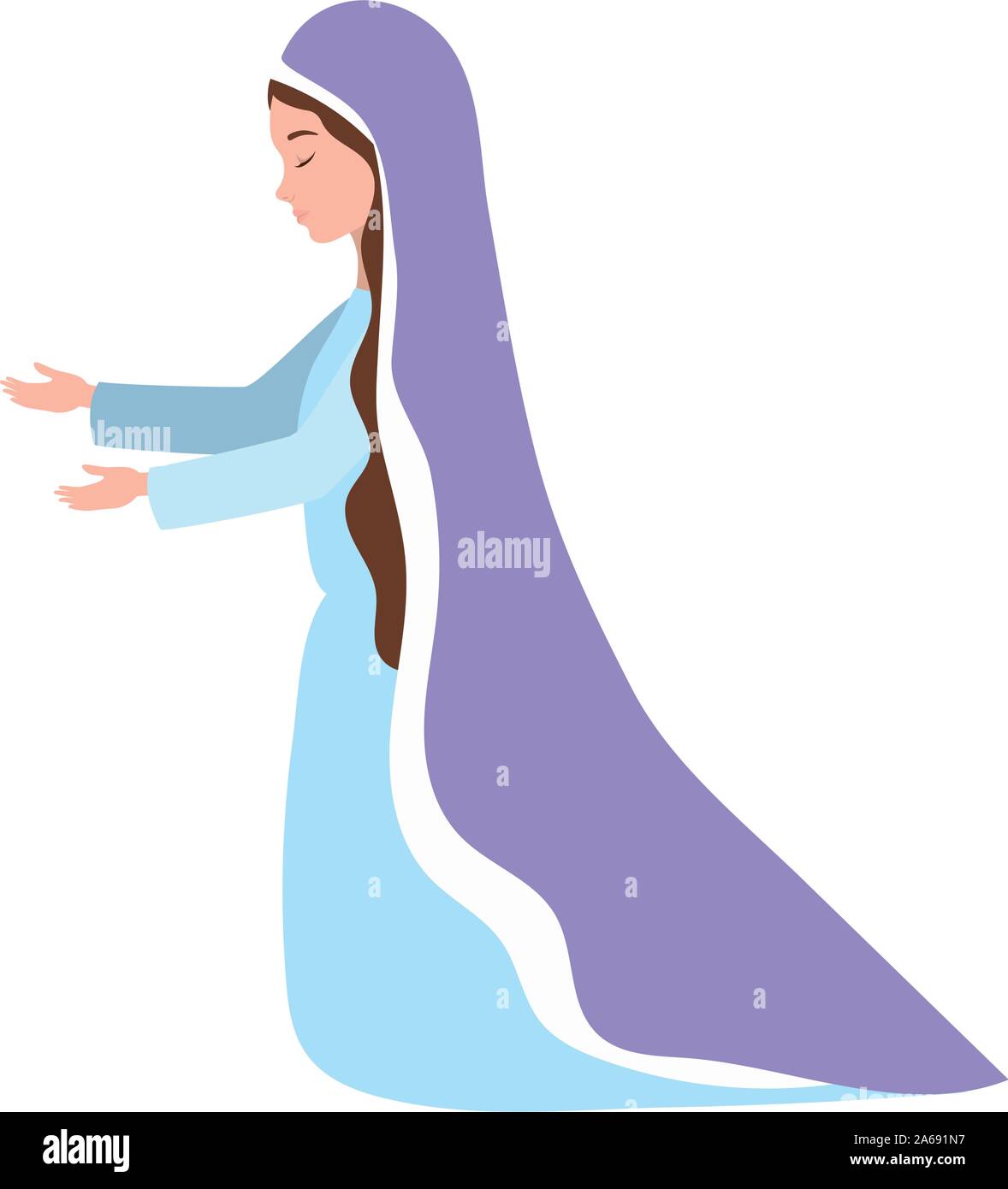 cute mary virgin manger characters Stock Vector