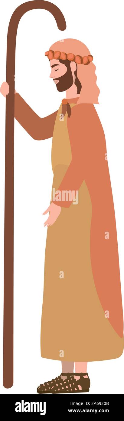 saint joseph manger character icon Stock Vector