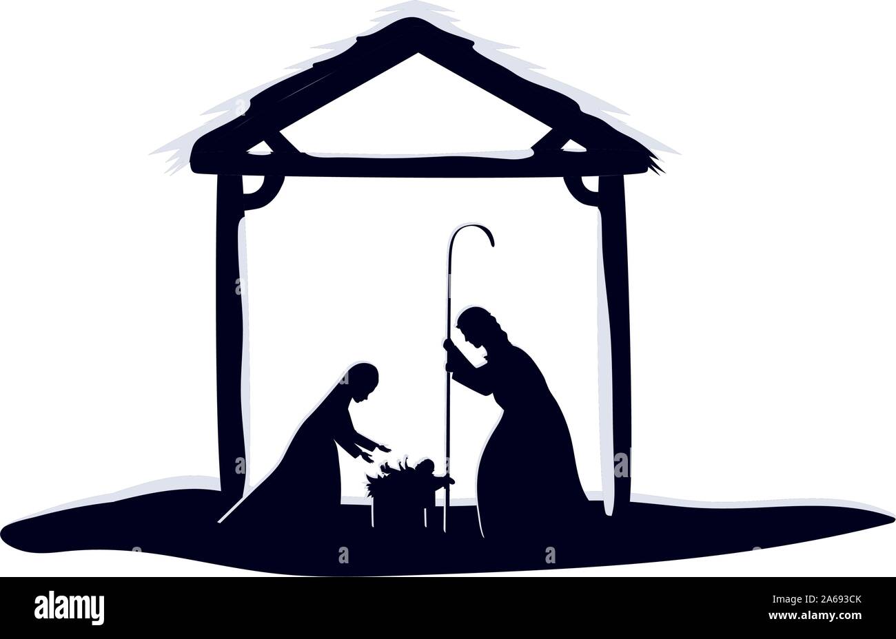 saint joseph and mary virgin in stable manger characters Stock Vector ...