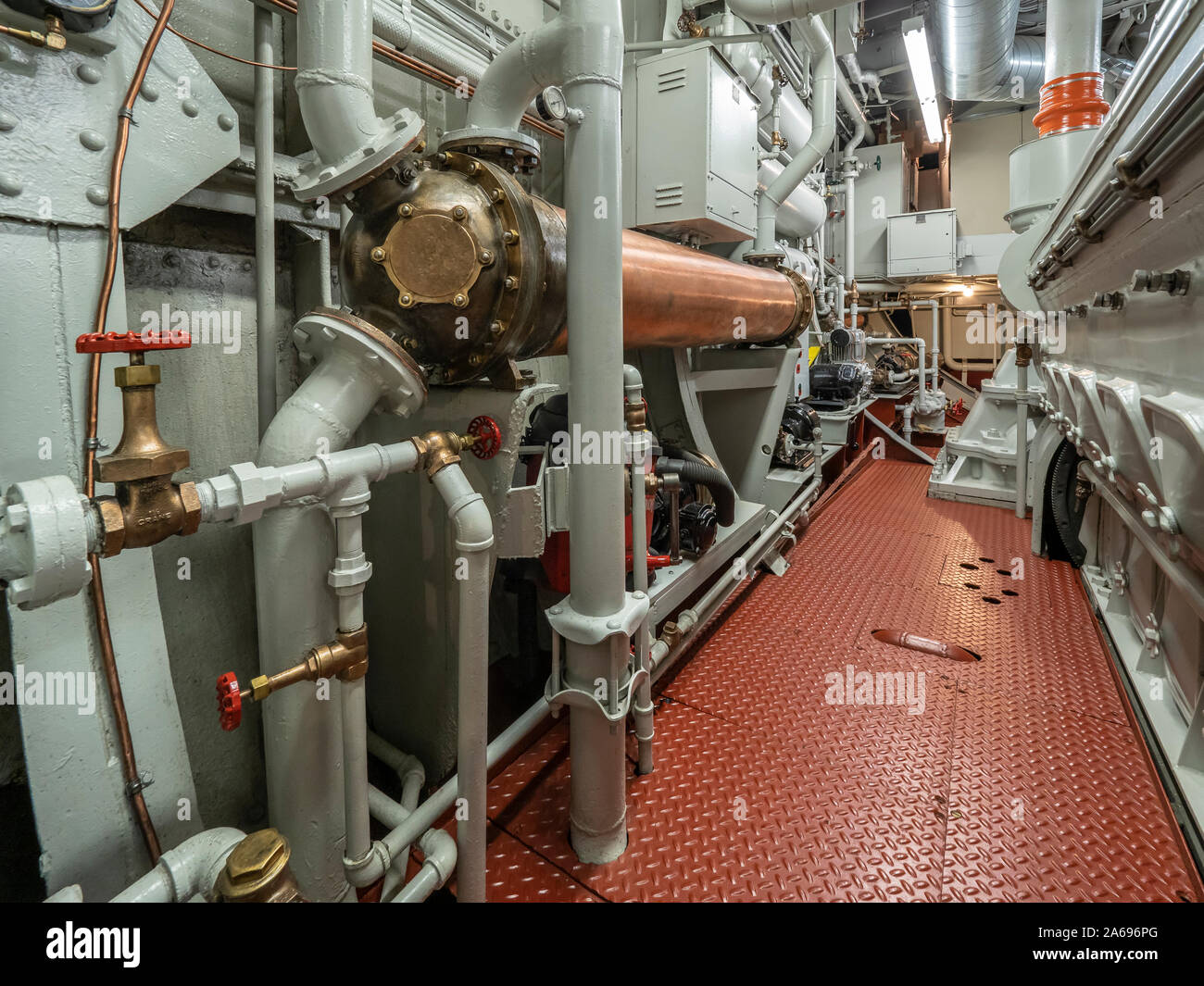 Engine room, John Purves tugboat, Door County Maritime Museum, Sturgeon