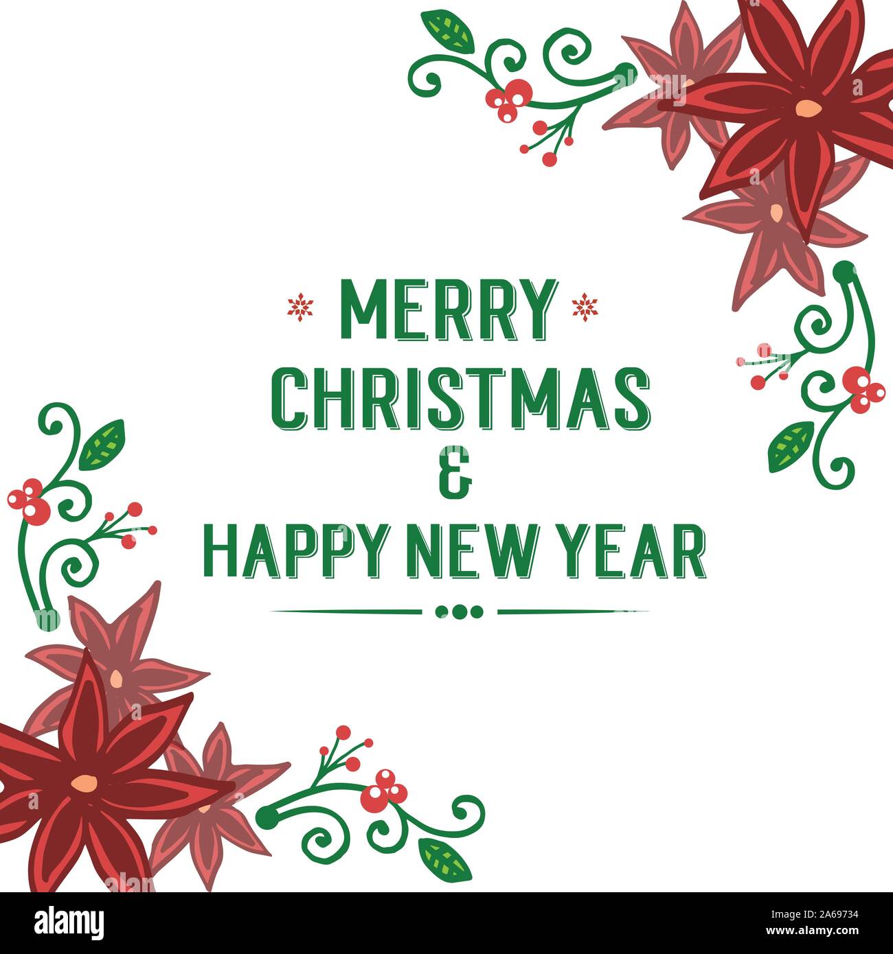 Greeting card design merry christmas and happy new year, with green ...