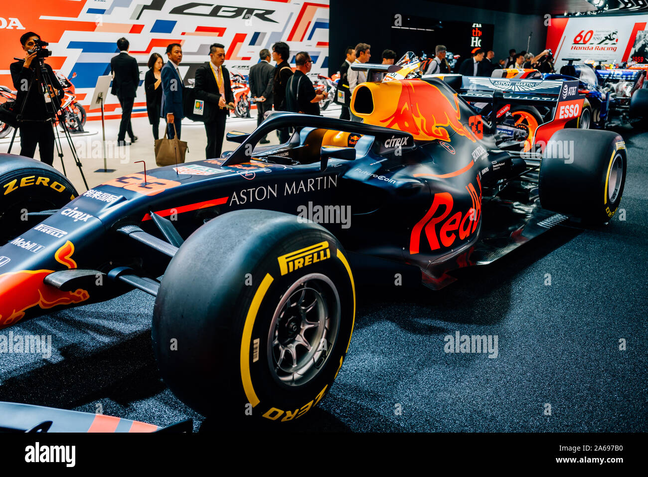 The Bull of Max Verstappen on display at the Tokyo Motor Show 2019 in