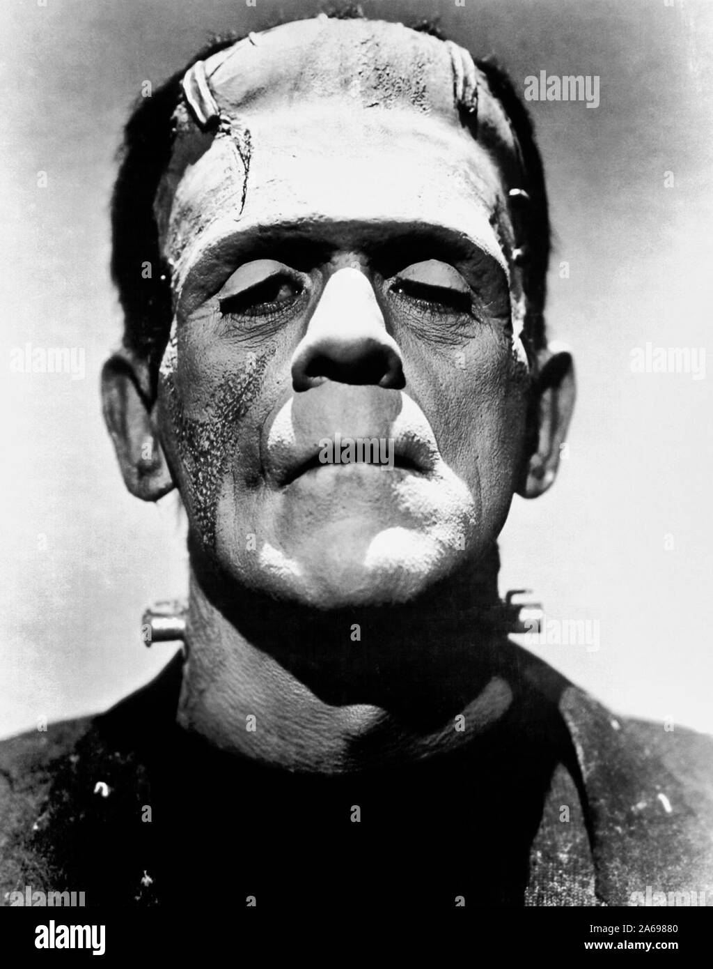 Promotional photo of Boris Karloff from The Bride of Frankenstein as Frankenstein's monster. 1935 Stock Photo