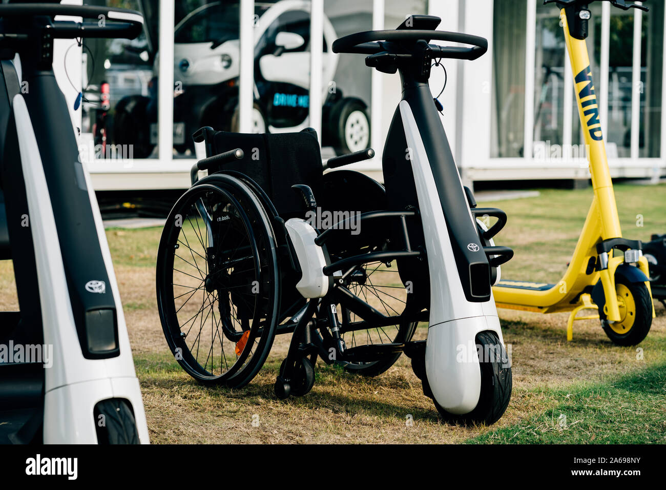 A Toyota electric scooter on display at the Tokyo Motor Show 2019 in
