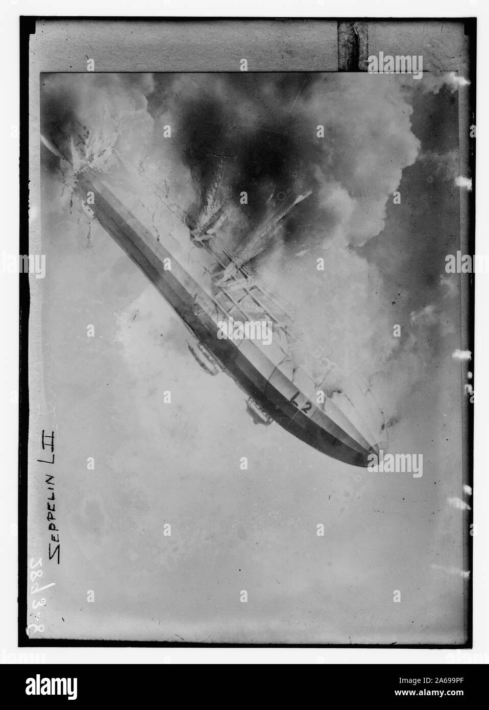 Zeppelin L II; Crash of the German zeppelin L2; Stock Photo