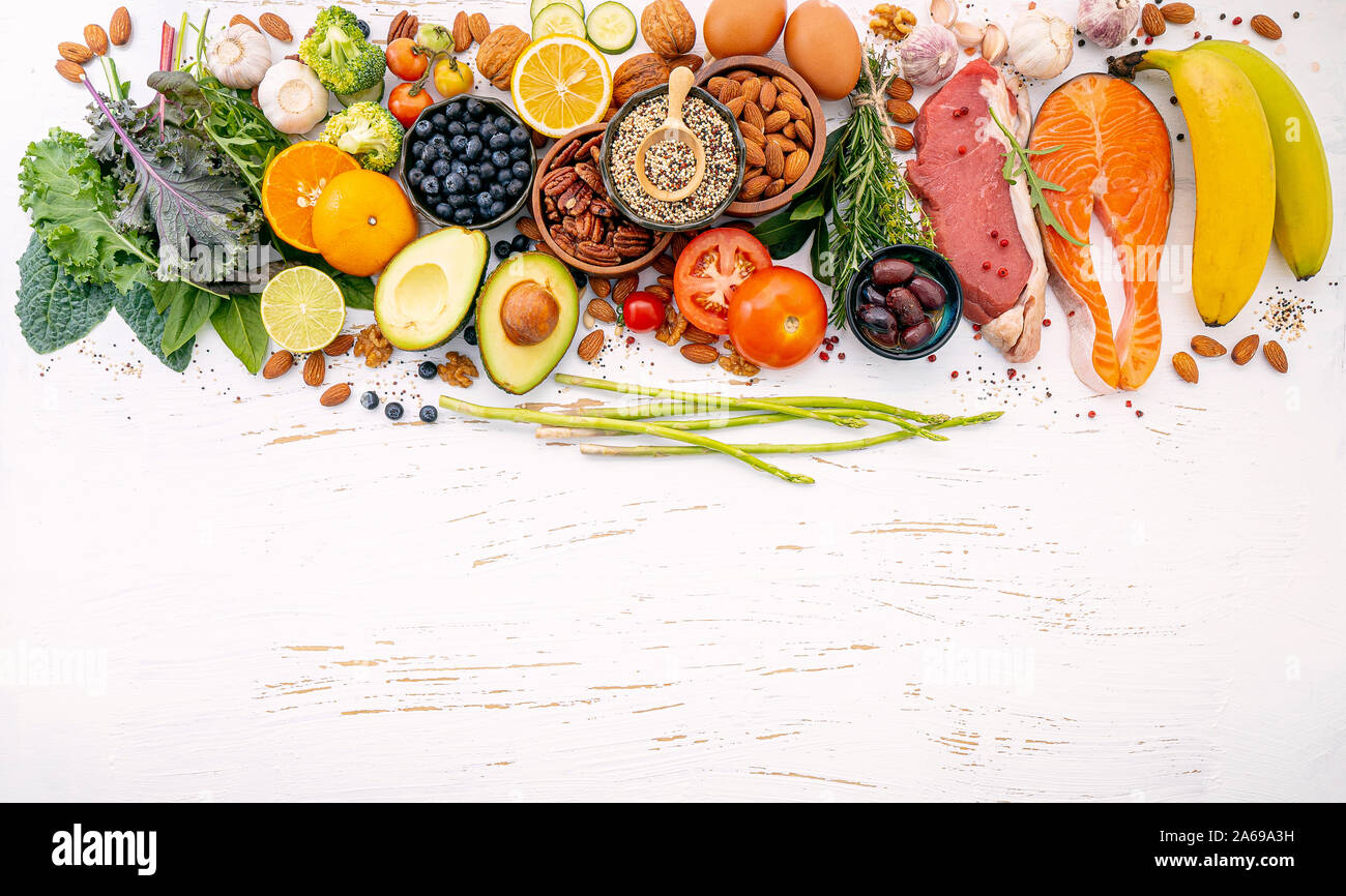 Ketogenic low carbs diet concept. Ingredients for healthy foods