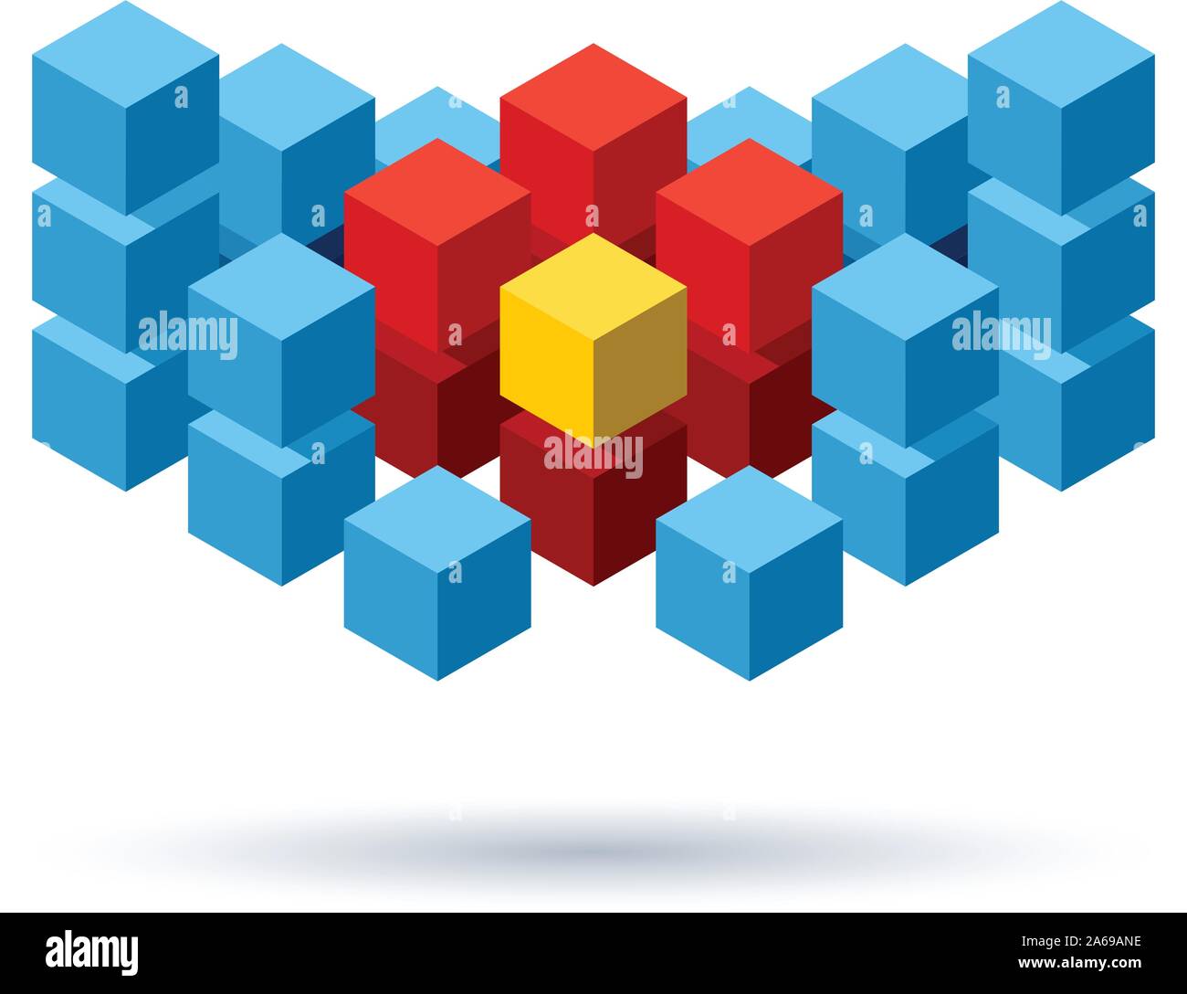 Blue cubes logo with red segments Stock Vector