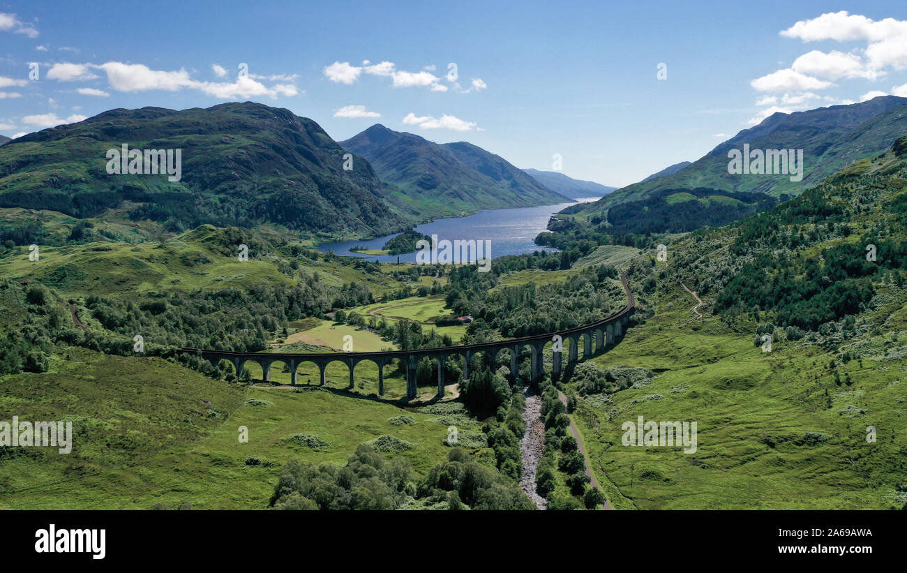 Glenfinnan Viaduct, Drone Stock Photo