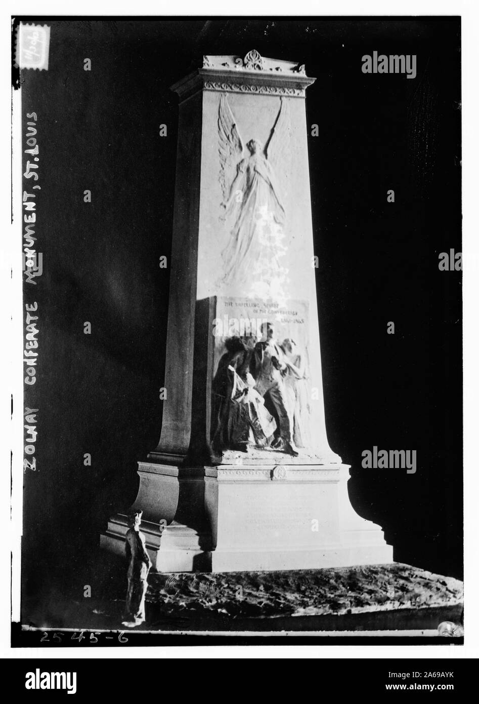 Zolnay Confederate Monument - St. Louis. The Ladies’ Confederate Monument Association commissioned famous sculptor George Julian Zolnay to create it at a cost of $23,000, raised over the course of 15 years, and expressly refrained from including a Confederate flag or any military weapons. It was moved from St. Louis in 2017 to be relocated. Stock Photo