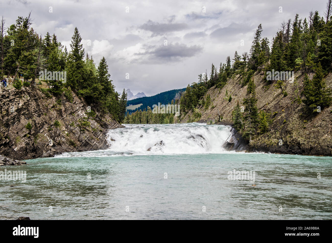Bow Falls / Bow Rivers in Banff National Park in Alberta Stock Photo