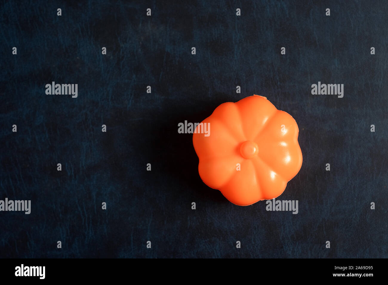 Plastic pumpkin fruit set isolated on white background Stock Photo