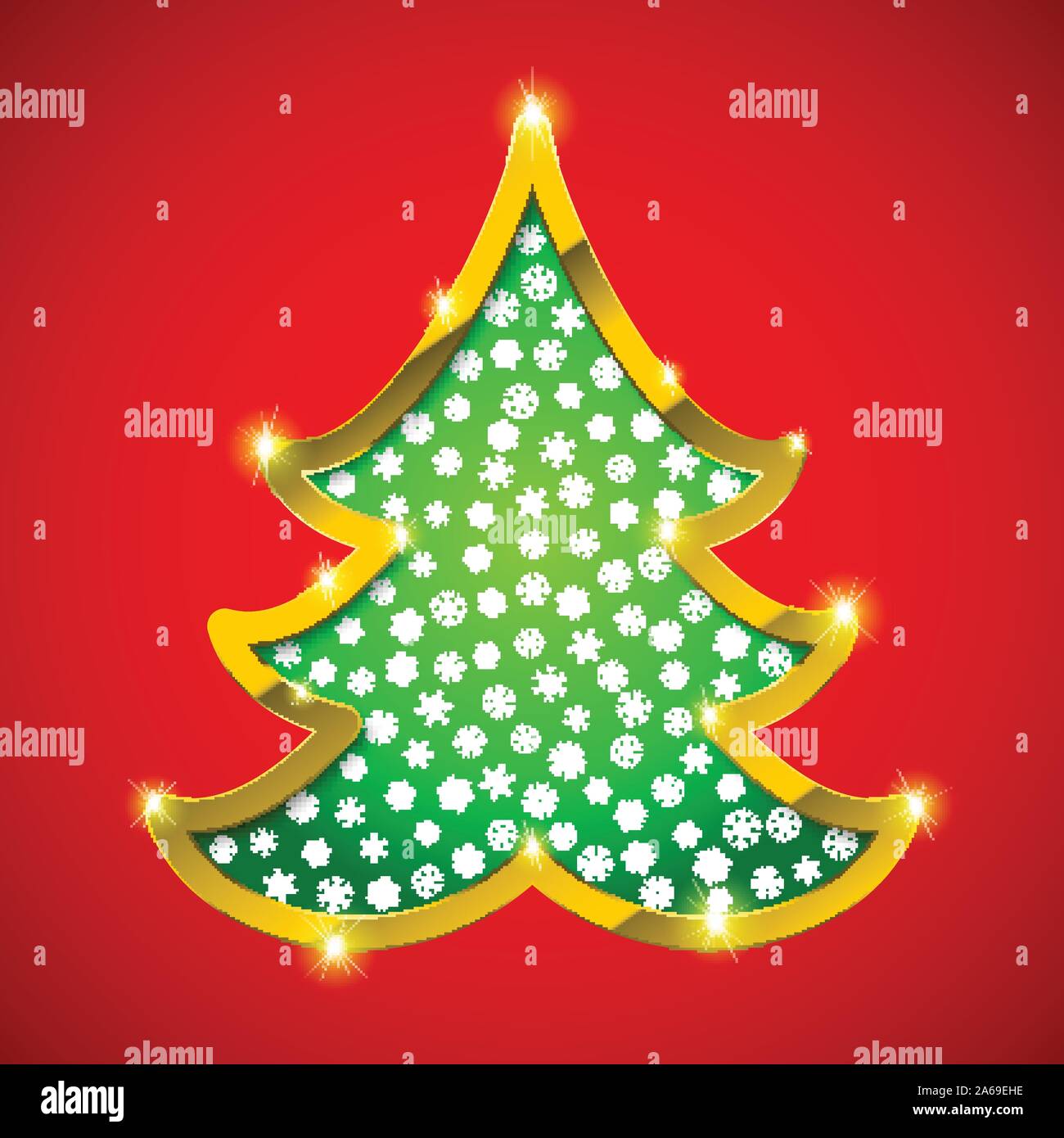 Christmas tree card with golden border Stock Vector Image & Art - Alamy