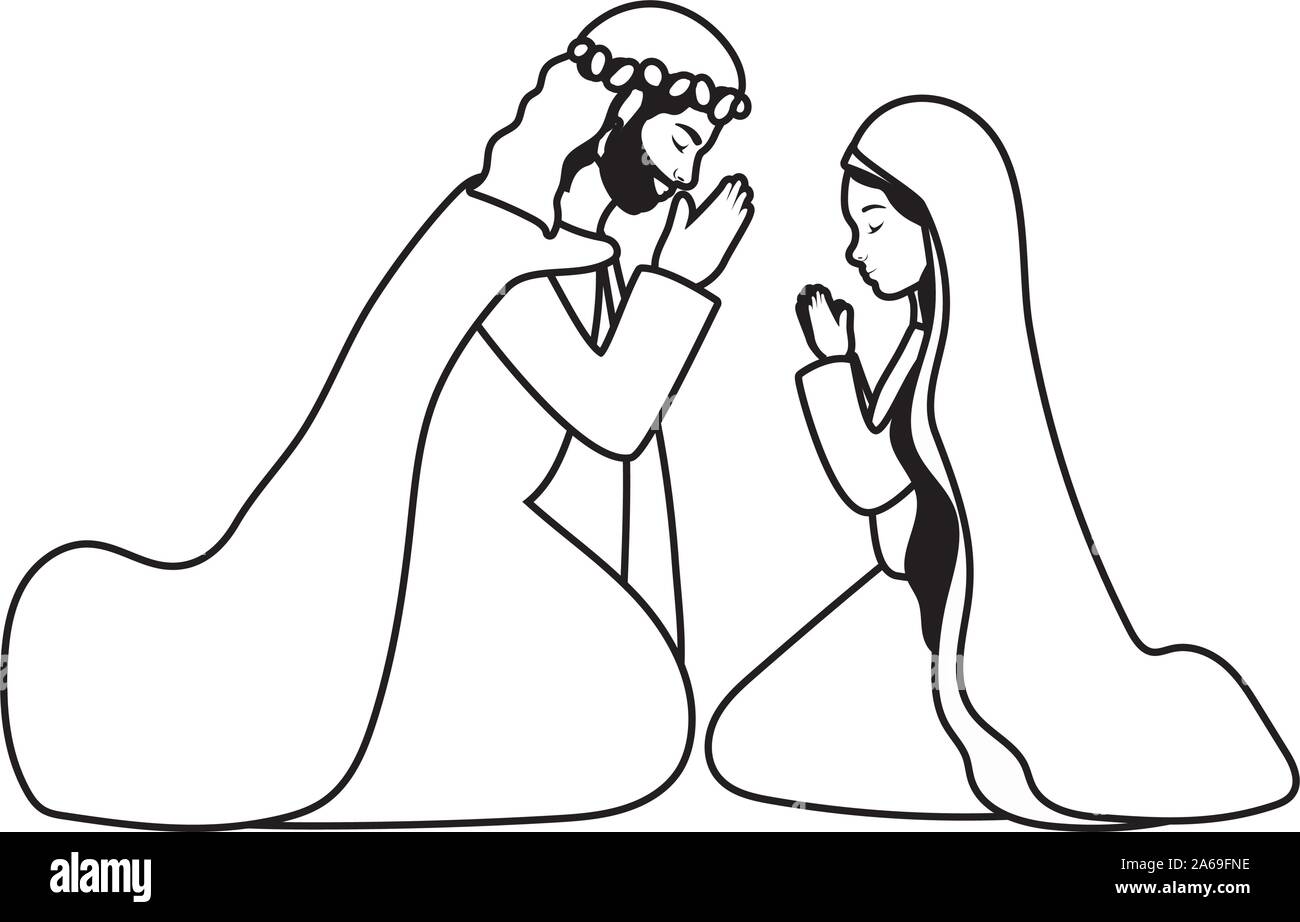 saint joseph and mary virgin manger characters Stock Vector Image & Art