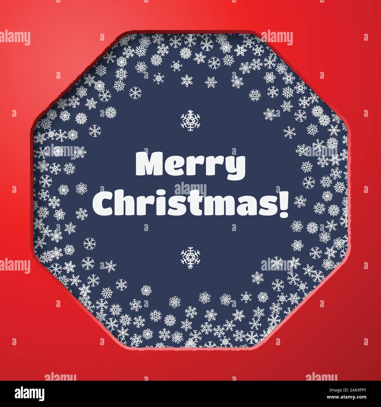 Scattered snowflakes under the retro frame Stock Vector