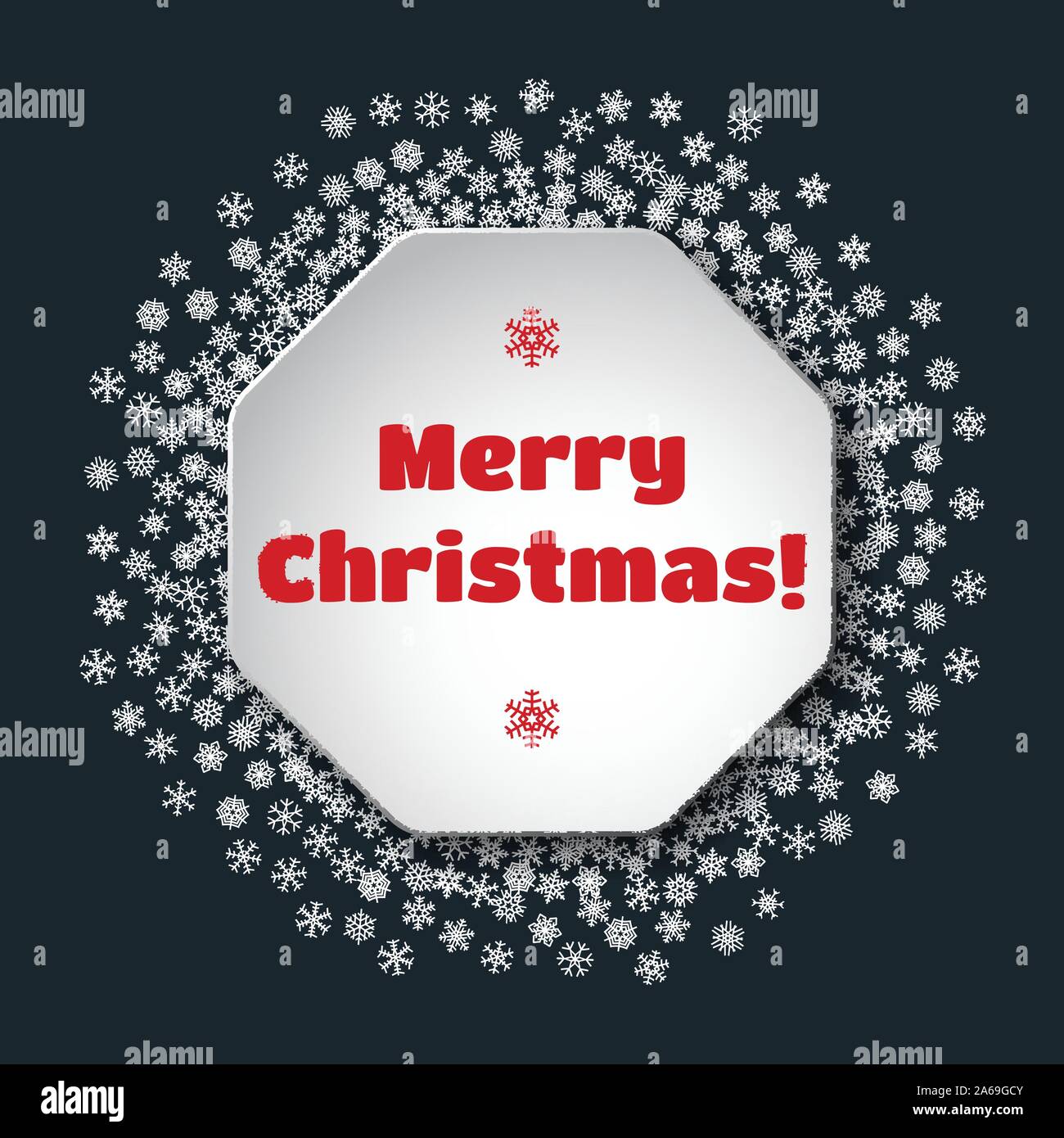 Scattered snowflakes under the retro frame Stock Vector