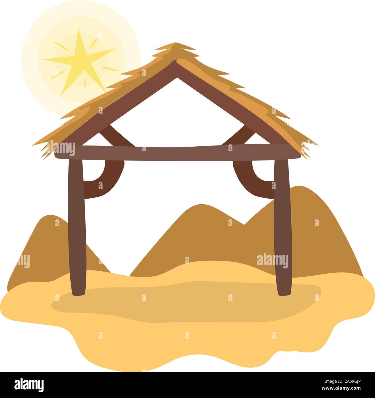 Manger Wooden Stable With Star In Desert Stock Vector Image Art Alamy