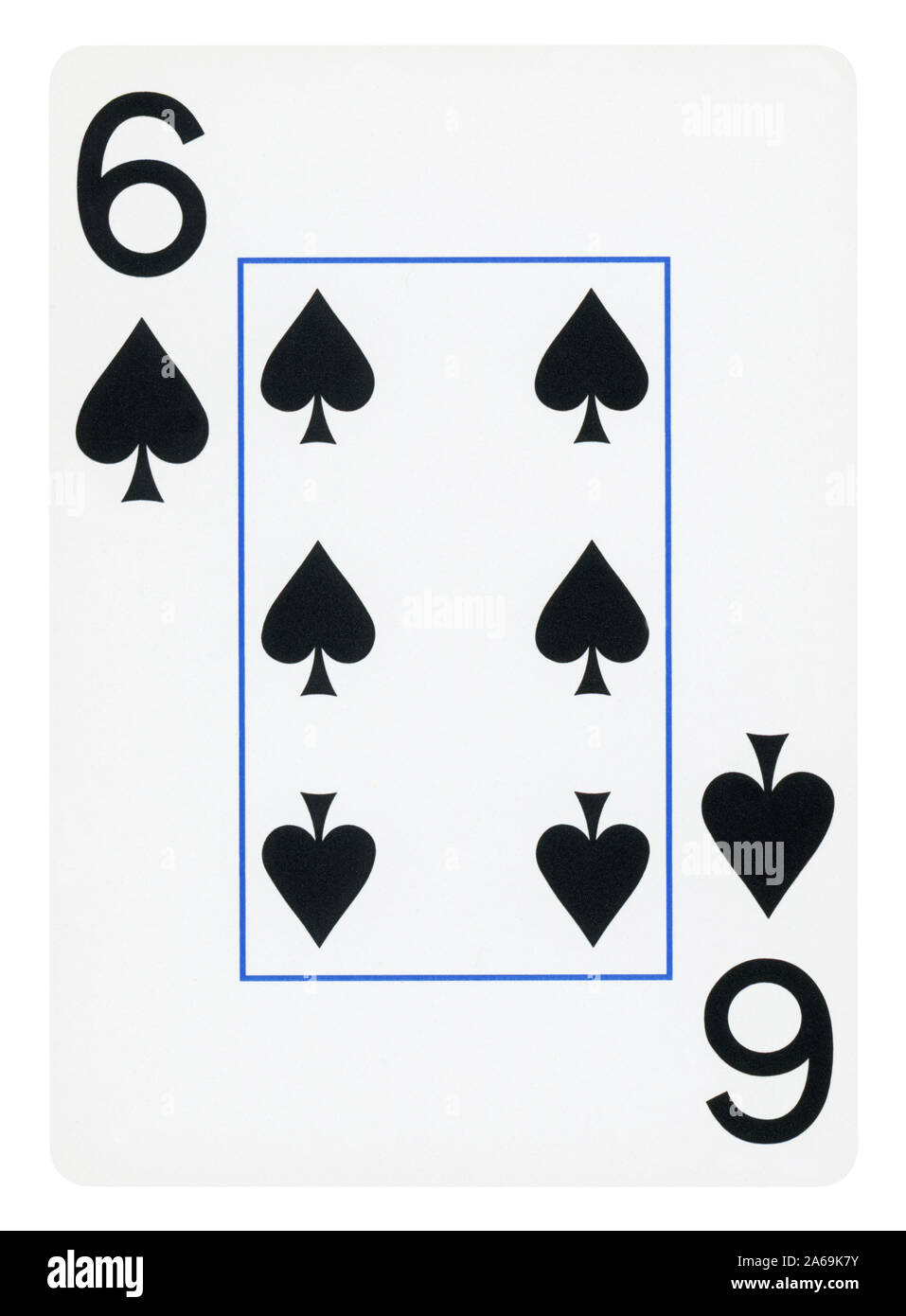Six of Spades playing card - isolated on white (clipping path included) Stock Photo