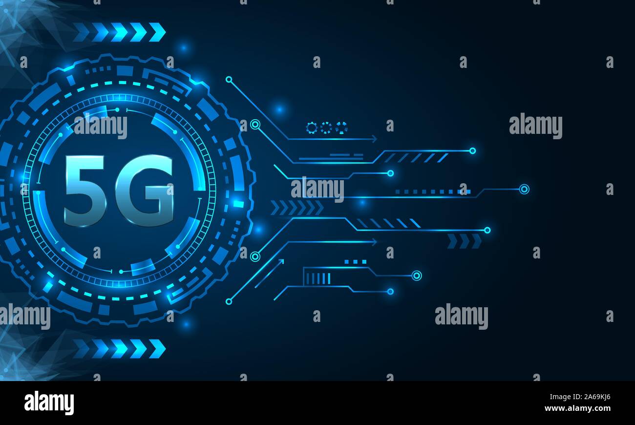 5G New Wireless Internet Wi-fi Connection, HUD Elements - Illustration Vector Stock Vector
