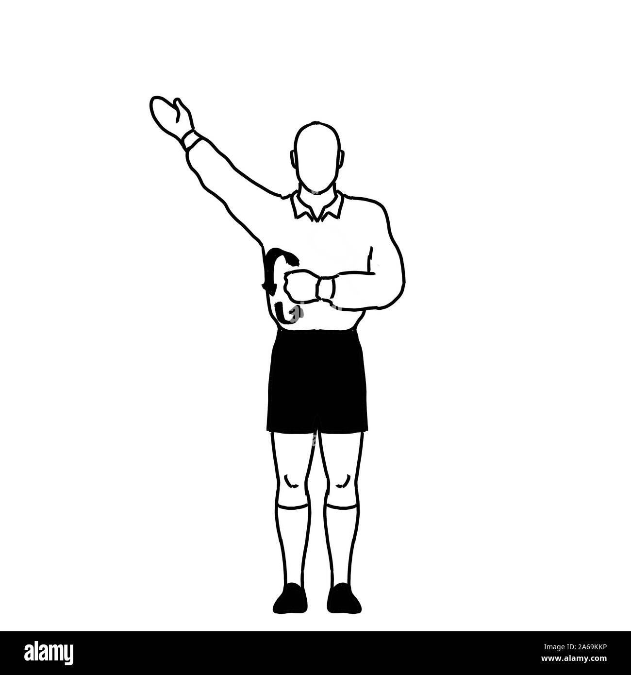 Retro style line drawing illustration showing a rugby referee with