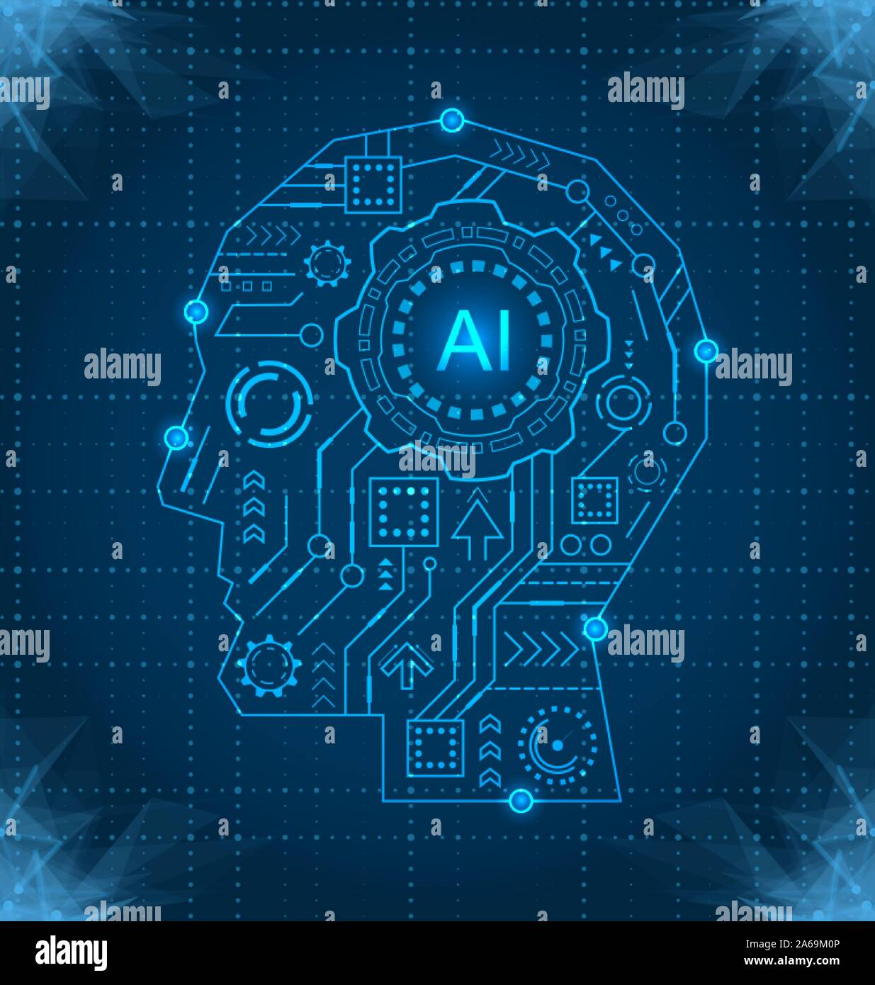 Human Brain Mind Head with Artificial Intelligence AI , Future ...