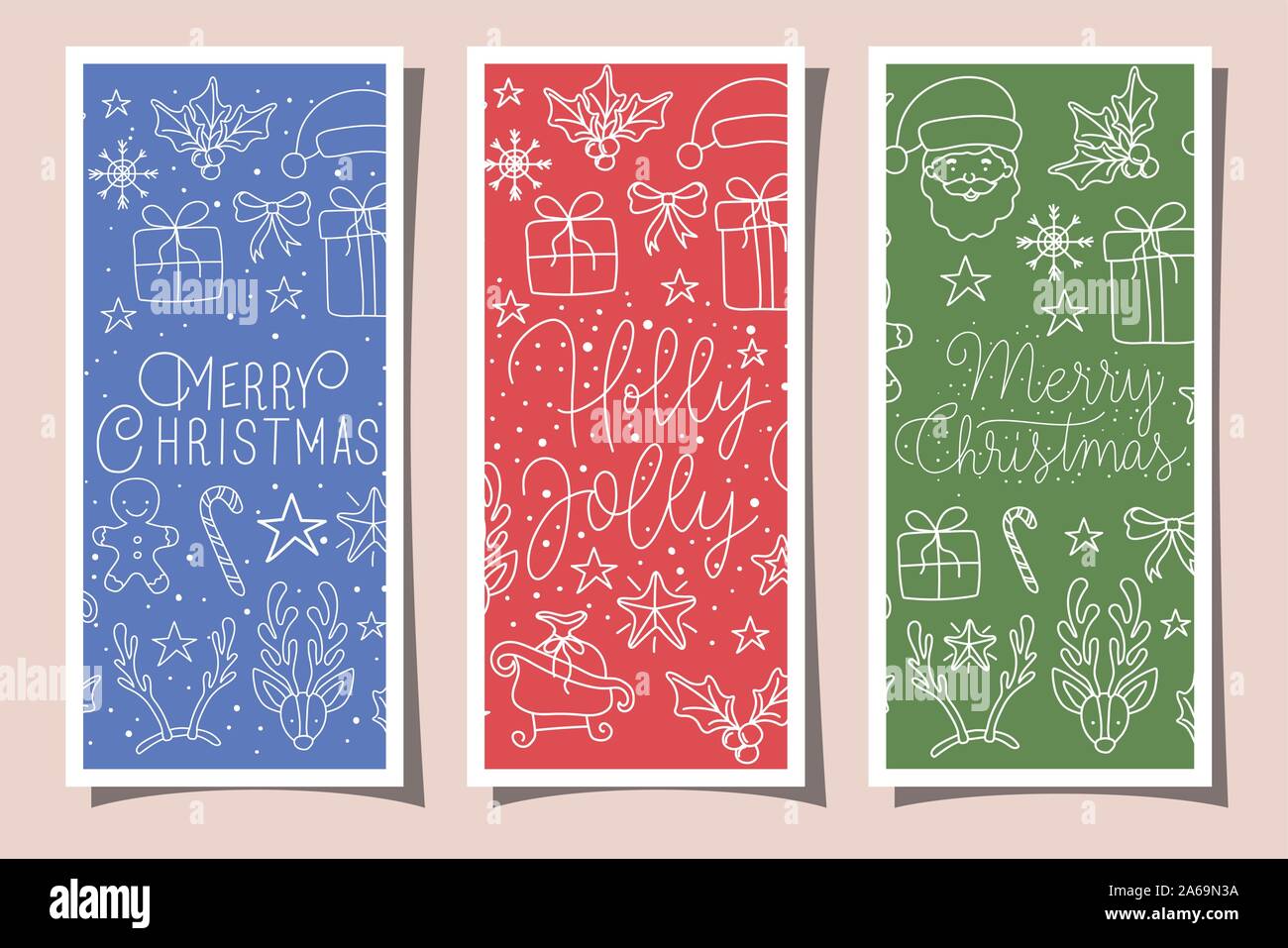 Download Bundle Of Merry Christmas Cards With Calligraphy And Icons Stock Vector Image Art Alamy
