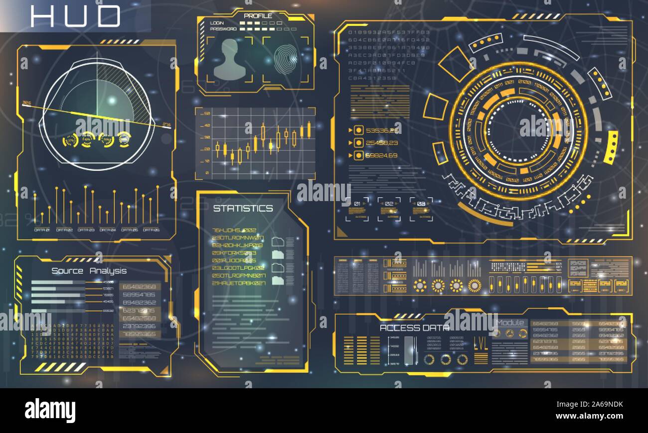Futuristic Interface HUD Style and Infographic Elements. Technology ...