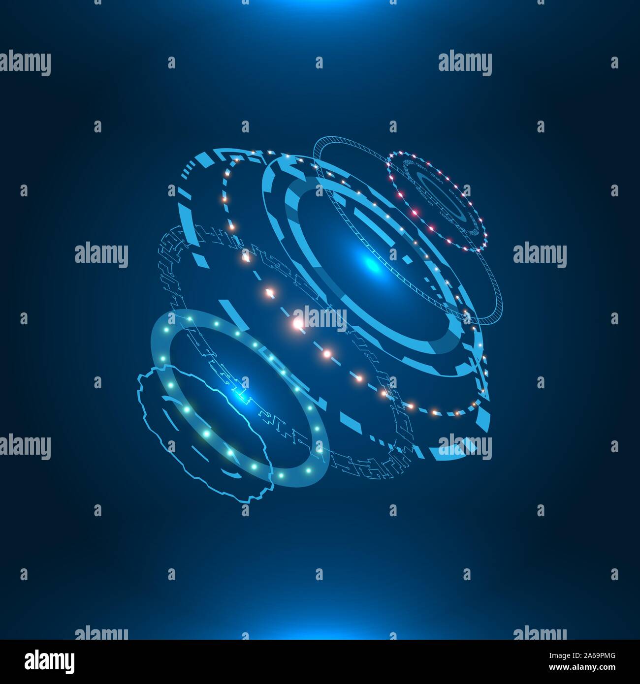 Futuristic HUD Circular Element. object. Glowing Circles . Science and Technology - Illustration Vector Stock Vector