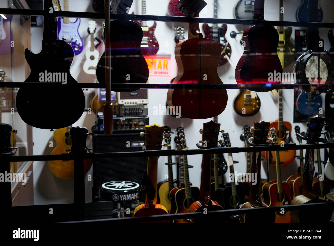 Music instruments shop, Ljubljana, Slovenia Stock Photo - Alamy