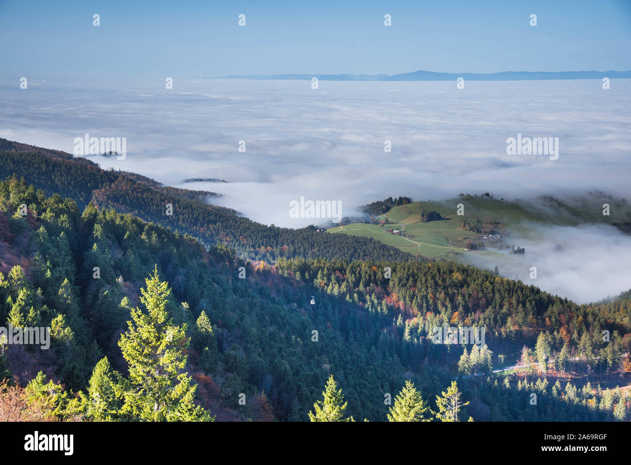 View from the mountain Schauinsland above Freiburg in the black forest in germany Stock Photo