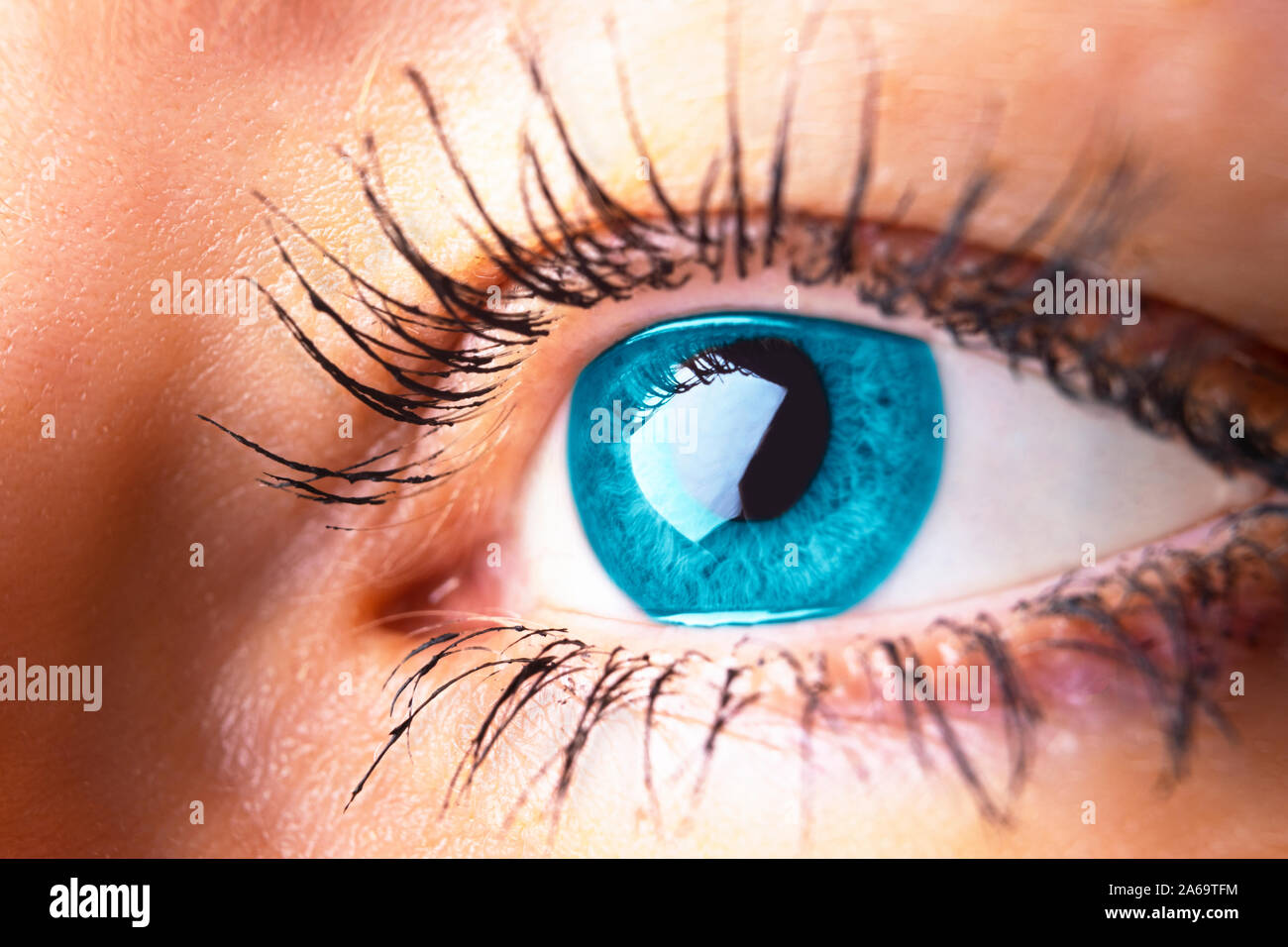 Beautiful Human Eye Close Up Young Woman Blue One Eye Macro Shoot