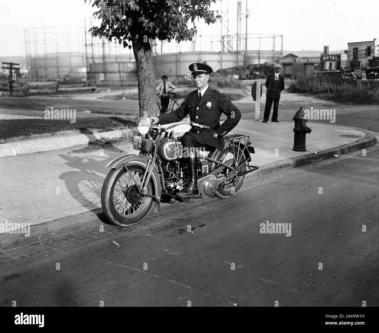 Metropolitan police officer on motorcycle. Washington, D.C. ca. 1932 Stock Photo