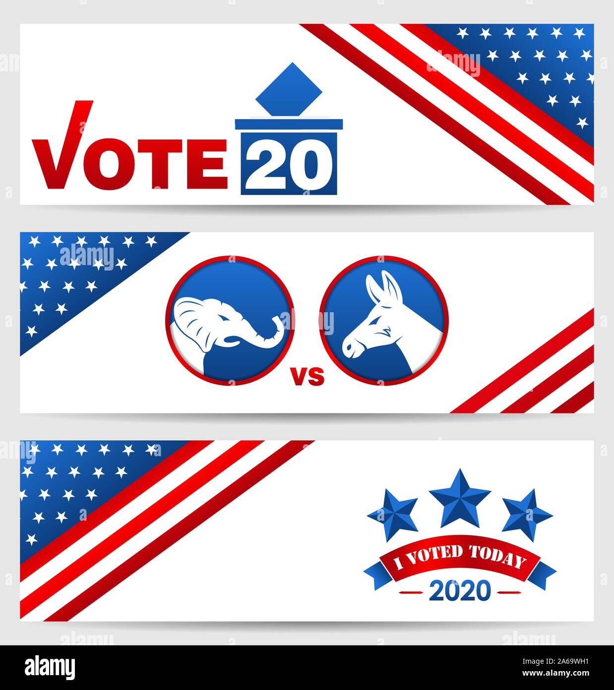 Presidential Election 0f USA 2020. Vote, Voting. Set American Advertising Banners - Illustration Vector Stock Vector
