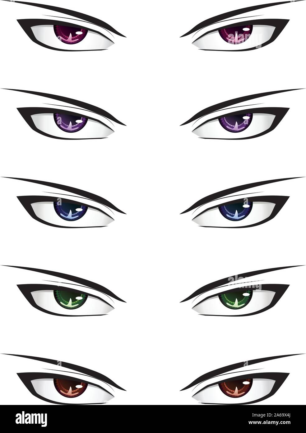 Set of Male Anime Style Eyes Stock Illustration - Illustration of japanese,  iris: 147934165