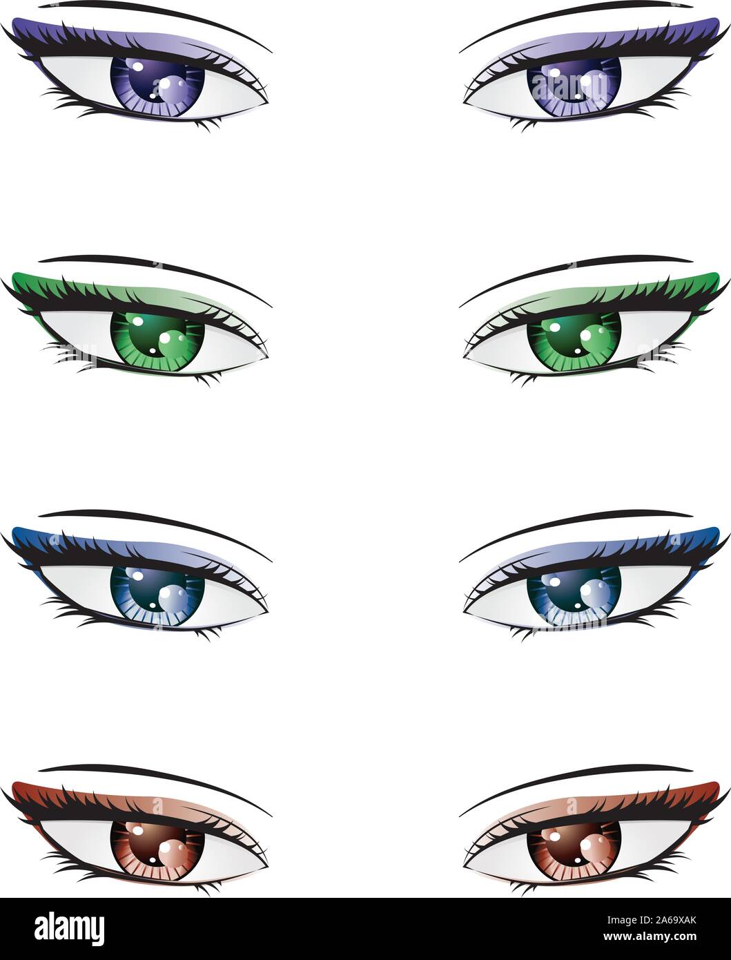 Tutorial of drawing human eye Eye in anime style female eyelashes Stock  Illustration  Adobe Stock