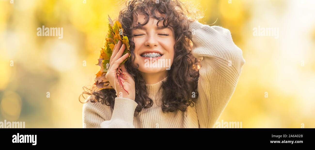 Young Woman Full Of Emotions From Autumn Season Girl With A