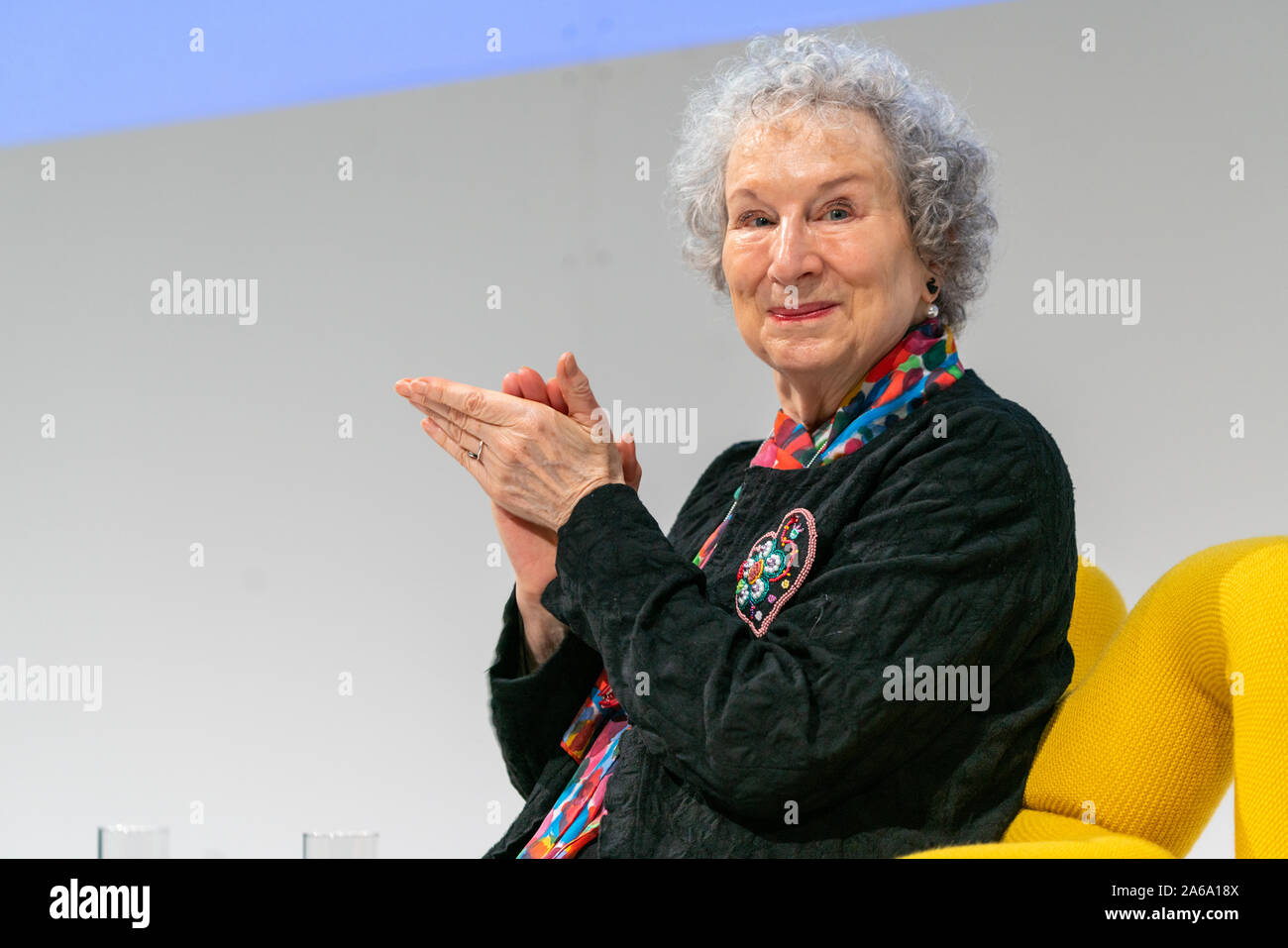 FRANKFURT AM MAIN, Germany - October 20 2019: Margaret Atwood (*1939, Canadian writer) at 71st Frankfurt Book Fair / Buchmesse Frankfurt Stock Photo